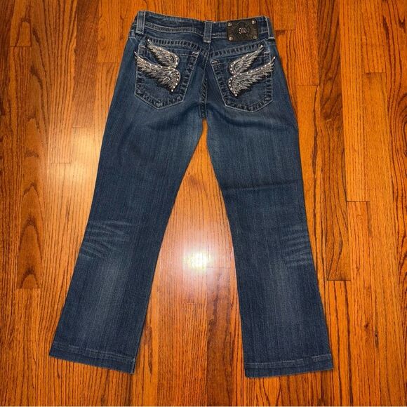 MISS ME Bootcut Jeans Wing Embellished Pockets Size 30 - Picture 3 of 7